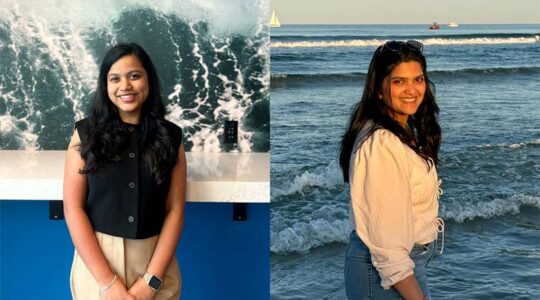 Master’s students Anusha Devanga (left) and Yasha Chaurasia
