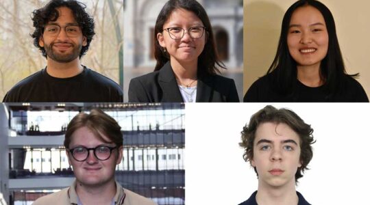 Clockwise from top left: Arinjay Singh, Elaine Zhu, Luisa Li, Zack Eisbach, and Misha Ankudovych 